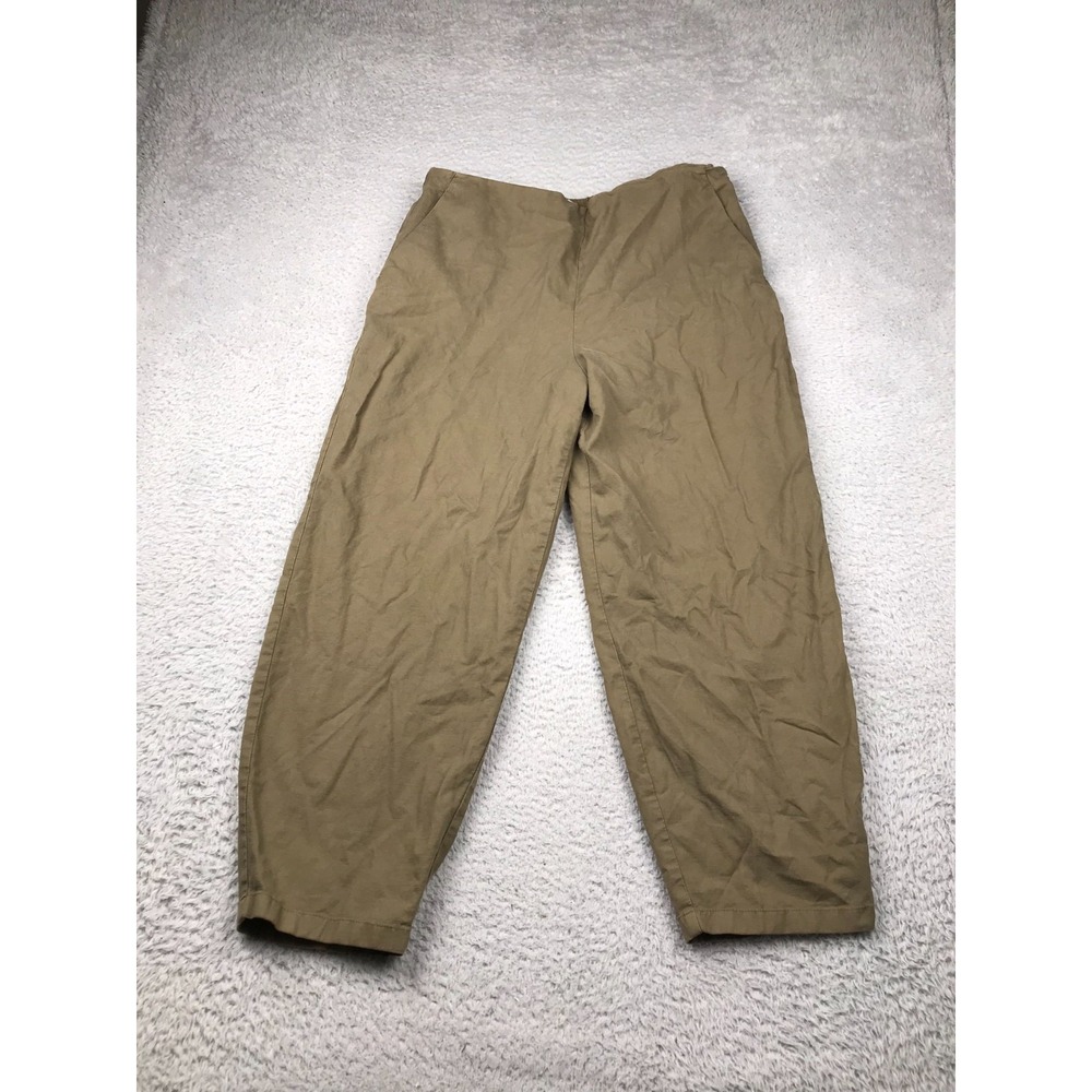Eileen Fisher‎ Pants Womens L (35x25) Brown Cotton Hemp Relaxed Crop Ankle